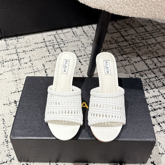 ALAIA  Muller high-heeled white woven leather