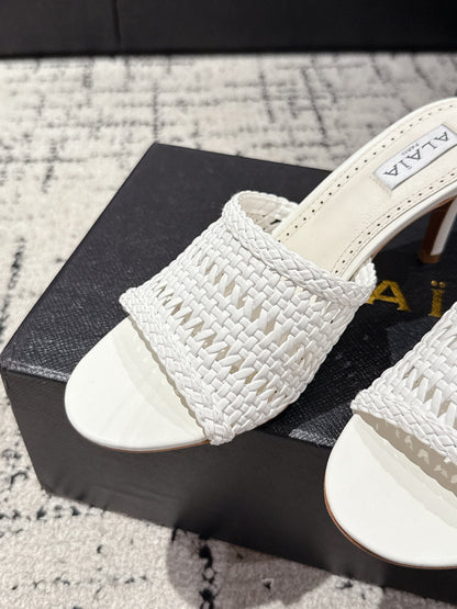 ALAIA  Muller high-heeled white woven leather
