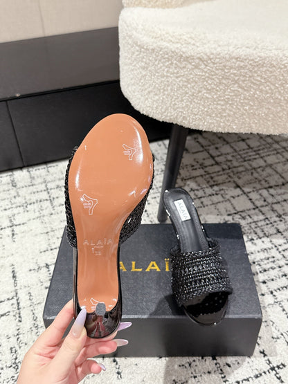 ALAIA  Muller high-heeled black woven leather