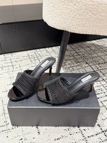 ALAIA  Muller high-heeled black woven leather