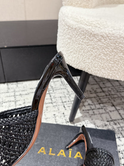 ALAIA  Muller high-heeled black woven leather