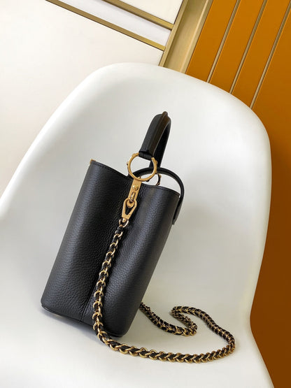 LV Capucines Bag Black Taurillon Cowhide Leather 252598