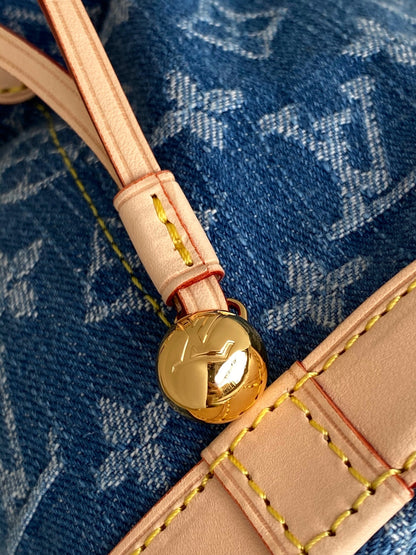 LV Nano NoÃ© Bag Blue Beige Frabic Leather 251719