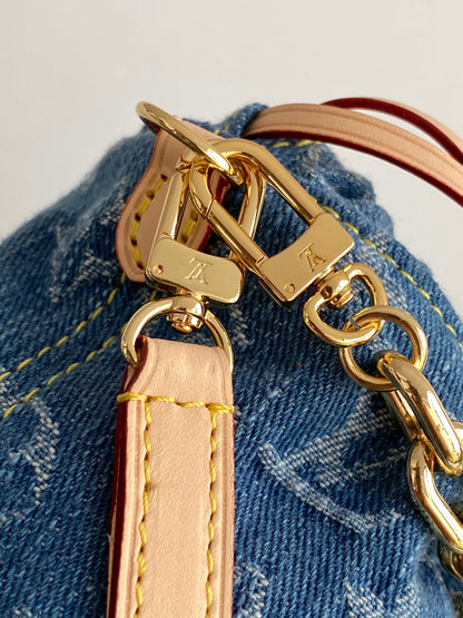 LV Nano NoÃ© Bag Blue Beige Frabic Leather 251719