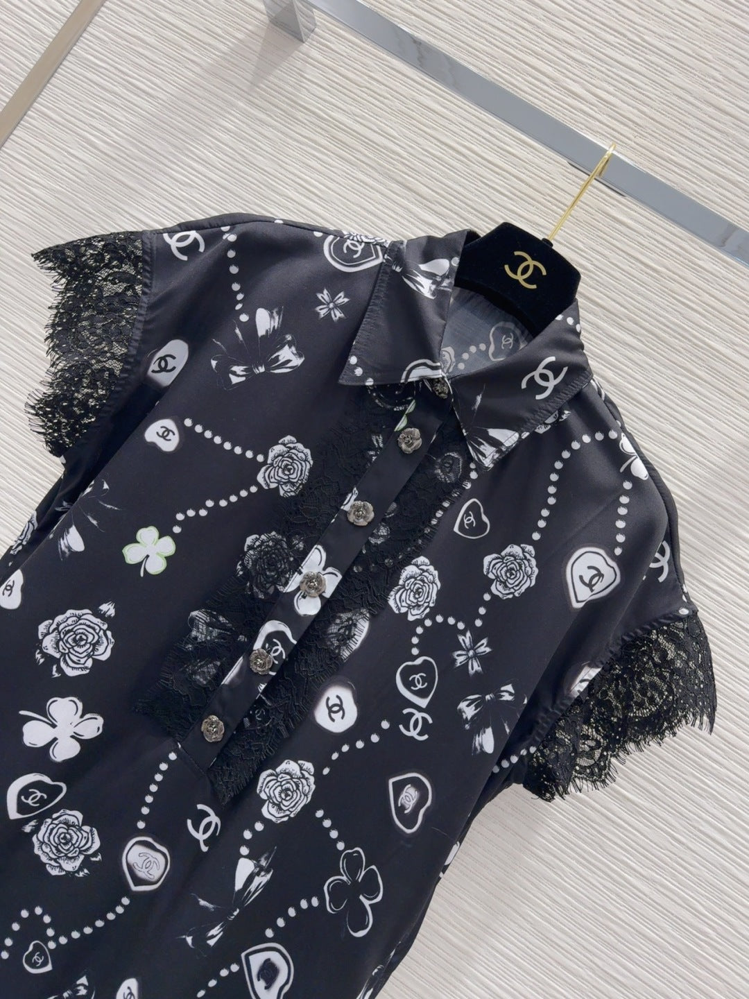 CC 2025 Printed Dress Black White Polyester Fiber