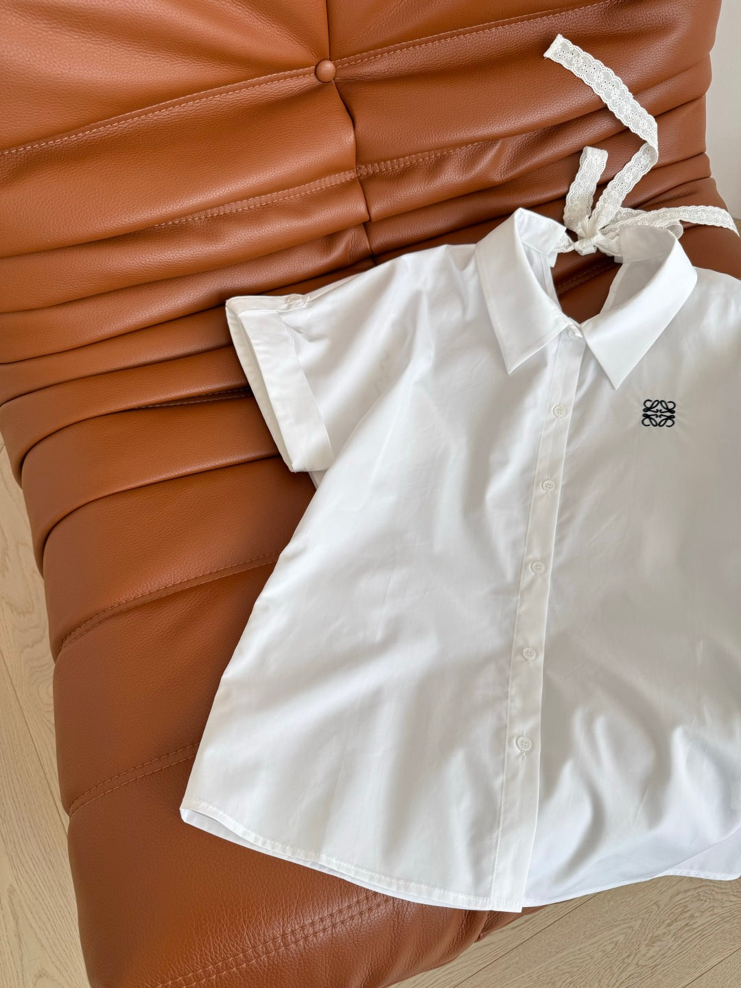 Loewe 25 Embroidered Ribbon Shirt White Cotton