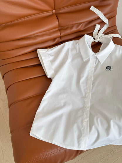 Loewe 25 Embroidered Ribbon Shirt White Cotton