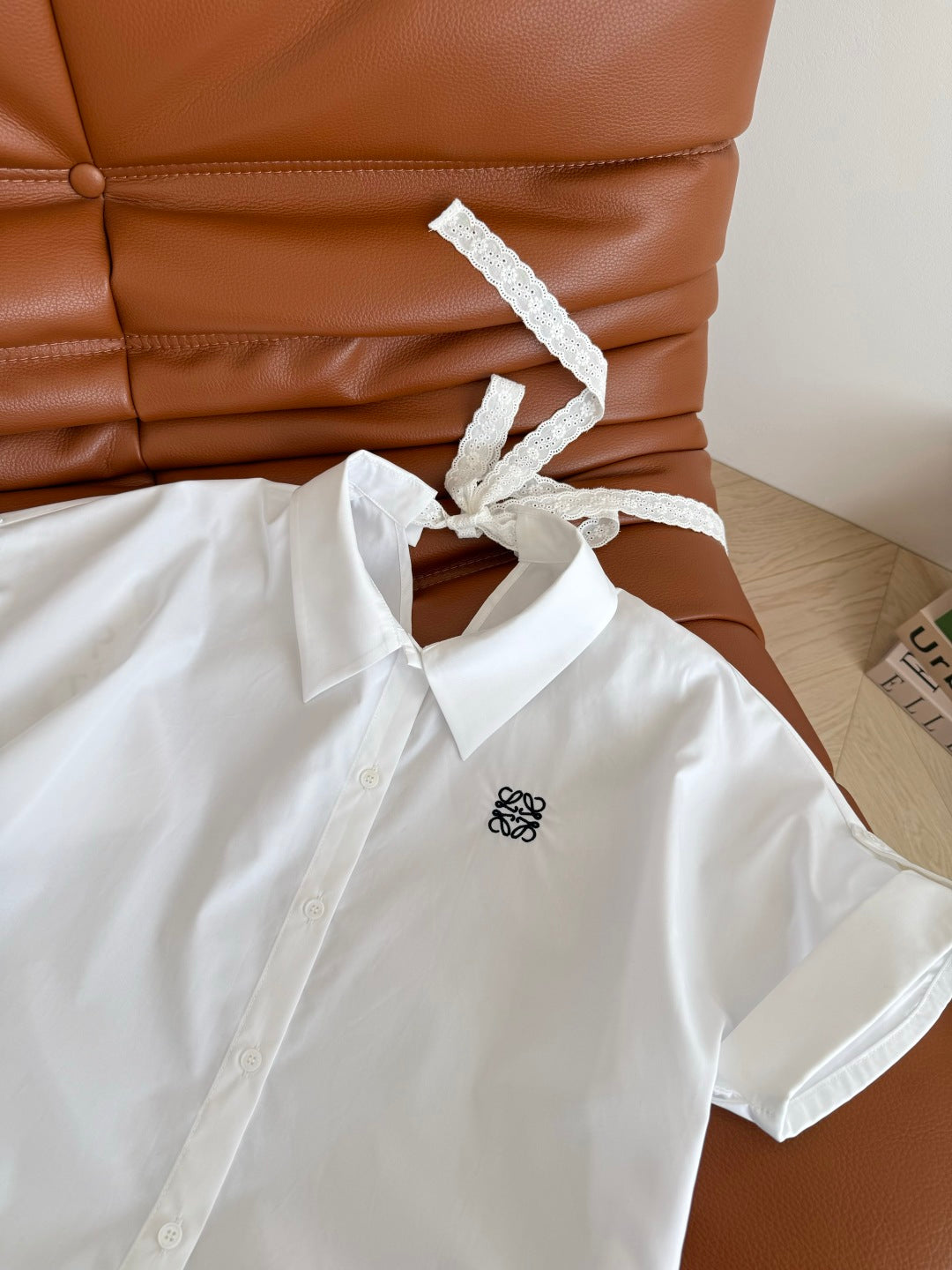 Loewe 25 Embroidered Ribbon Shirt White Cotton