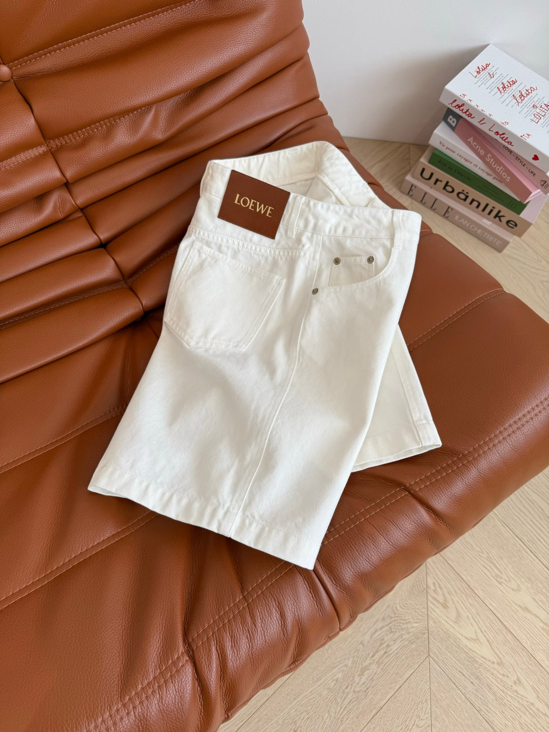 Loewe 25 Denim Short White Cotton