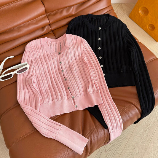 CC 25 Cardigan Black Pink Wool