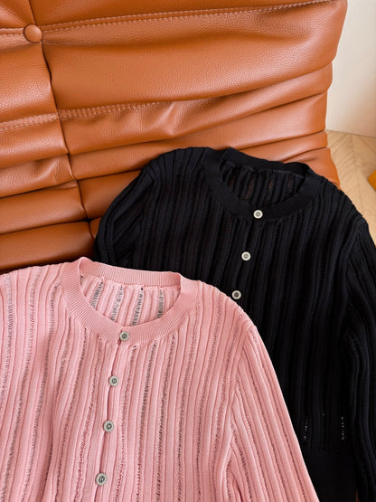 CC 25 Cardigan Black Pink Wool