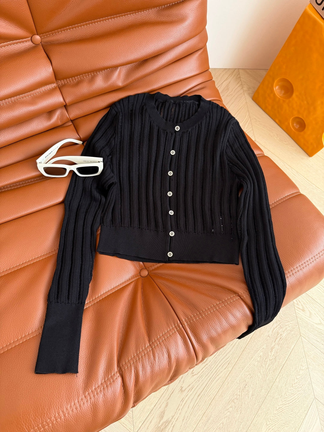 CC 25 Cardigan Black Pink Wool