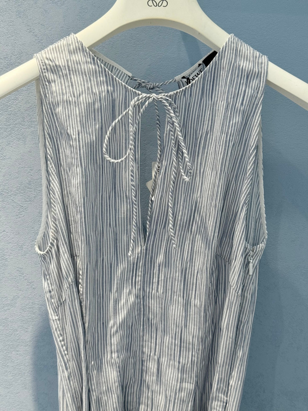Loewe 25 Sleeveless Dress Blue mix White Cotton Polyamide
