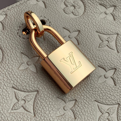 Anytime 34cm Tote Bag Beige Gold Empreinte leather 251566