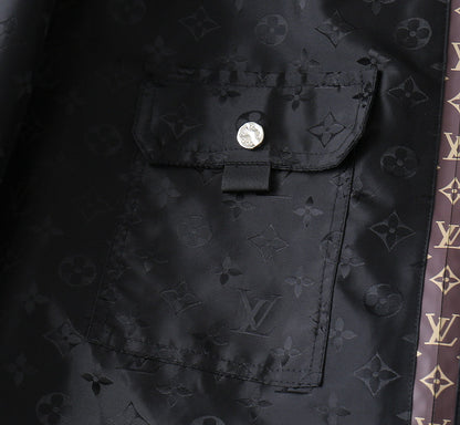 LV BLACK AND WINE RED TRIM MONOGRAM HOODED JACKET 238984