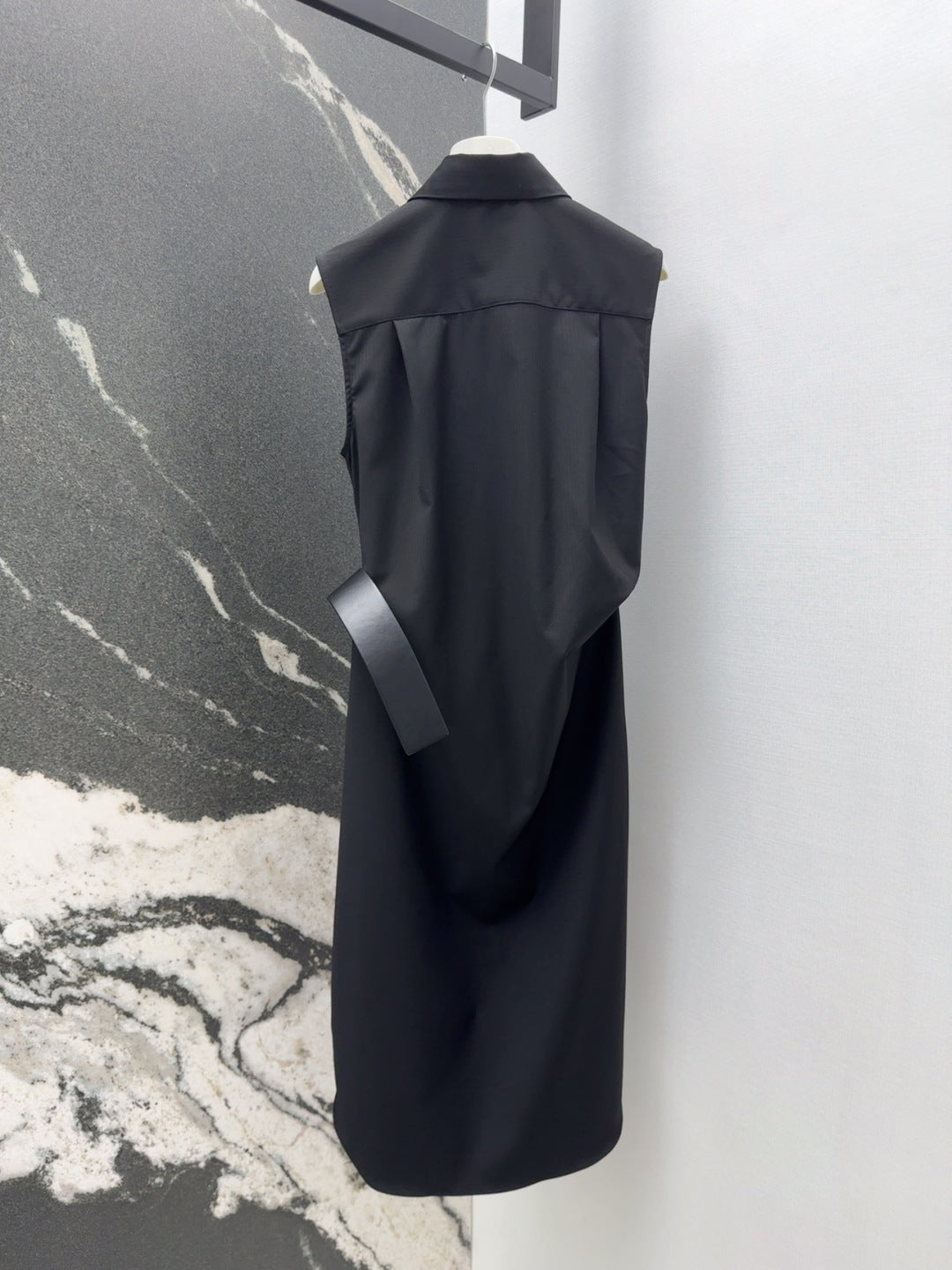 Loewe 25 Drape Sleeveless Dress Black Polyester Fiber