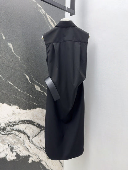 Loewe 25 Drape Sleeveless Dress Black Polyester Fiber