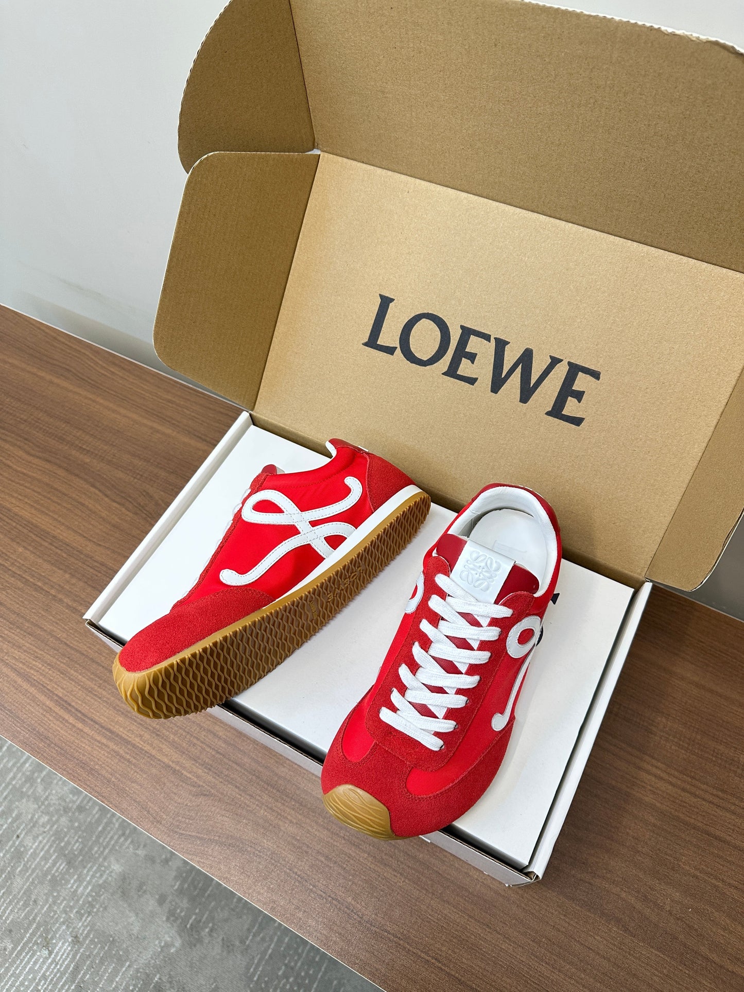Loewe 25 Ballet Runner 2.0 Sneaker Red Sheepskin 255058