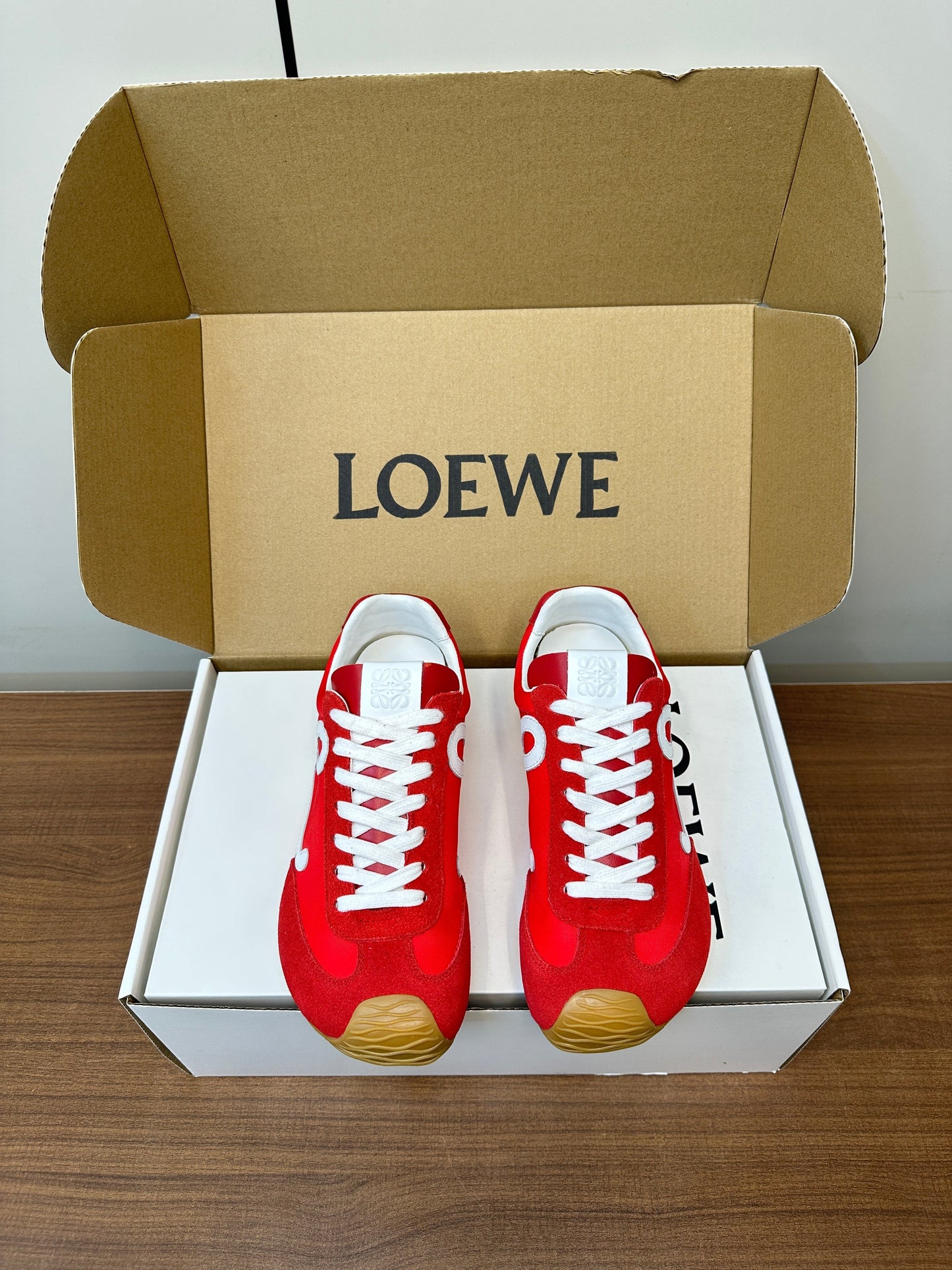 Loewe 25 Ballet Runner 2.0 Sneaker Red Sheepskin 255058