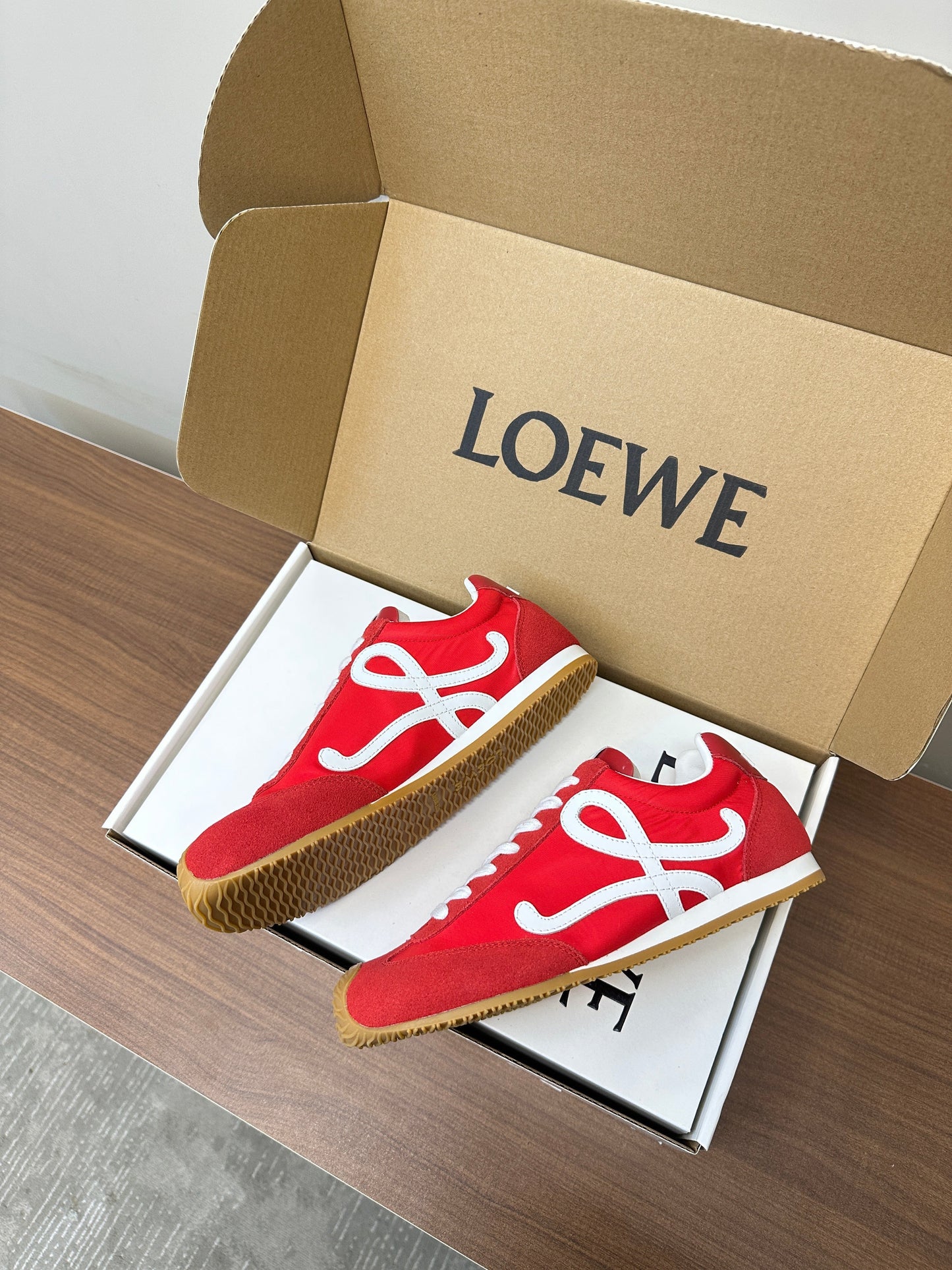 Loewe 25 Ballet Runner 2.0 Sneaker Red Sheepskin 255058