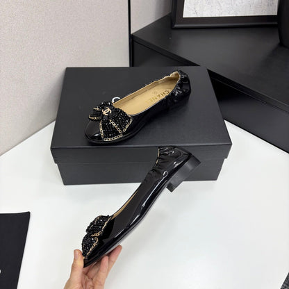 CC 25 Diamond Ballet Flats Black Sheepskin 331786