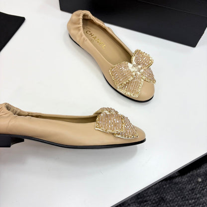 CC 25 Diamond Ballet Flats Beige Sheepskin 331787