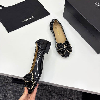 CC 25 Diamond Ballet Flats Black Sheepskin 331786