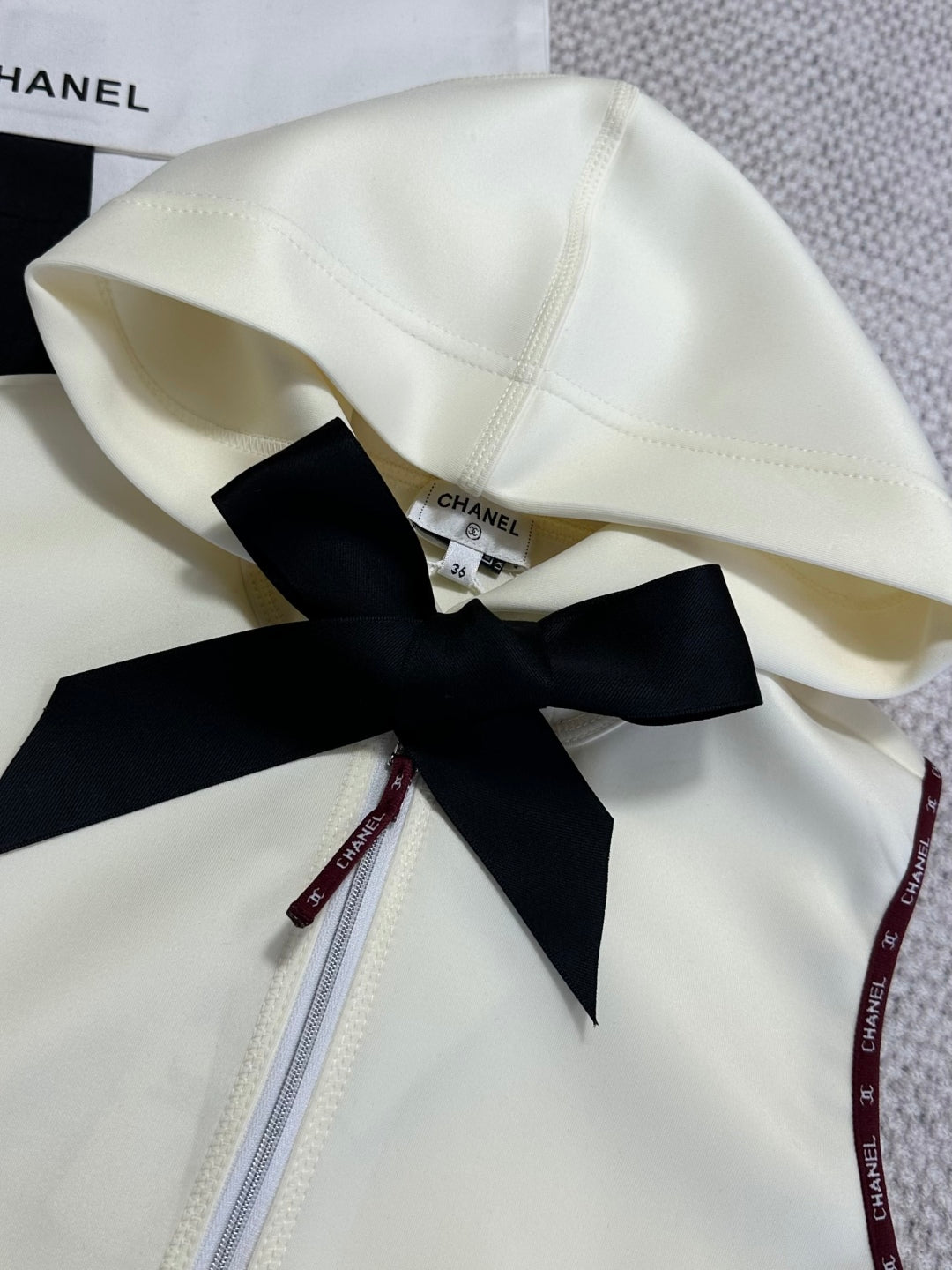 CC 25 Bow Hooded Swimsuit Ivory Polyester Fiber