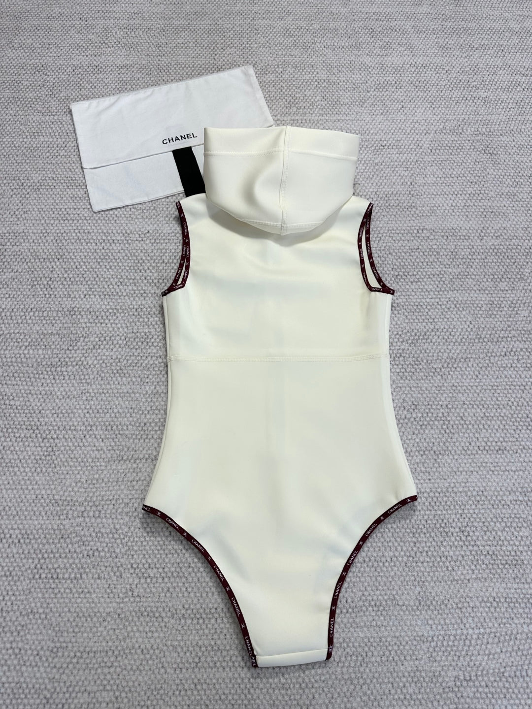 CC 25 Bow Hooded Swimsuit Ivory Polyester Fiber