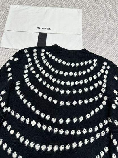 CC 25 Pearls Cardigan Black Cashmere