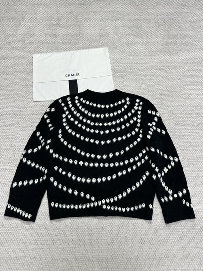 CC 25 Pearls Cardigan Black Cashmere