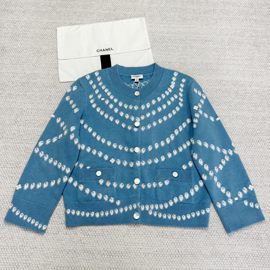 CC 25 Pearls Cardigan Blue Cashmere