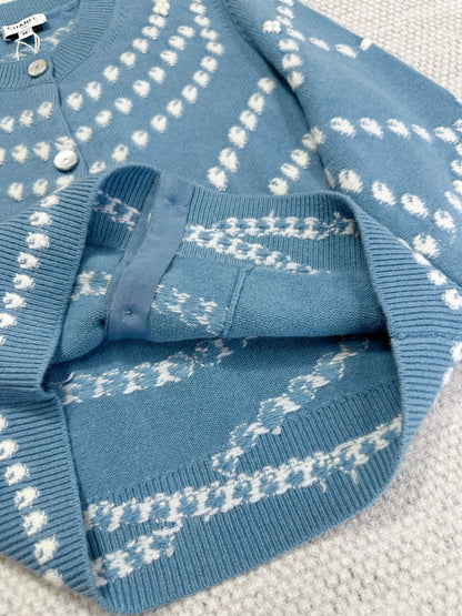 CC 25 Pearls Cardigan Blue Cashmere