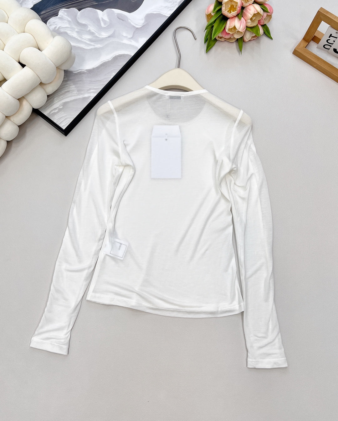 CC 25 long-sleeved shirt white tencel cotton