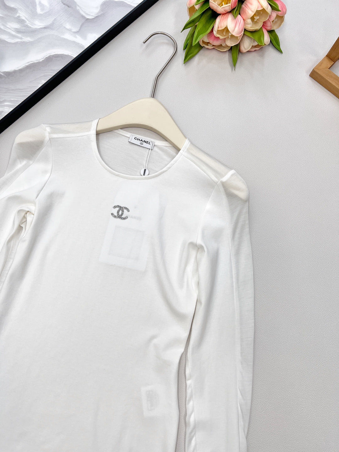 CC 25 long-sleeved shirt white tencel cotton