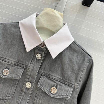 CC 25 Denim Jacket Gray mix White Cotton