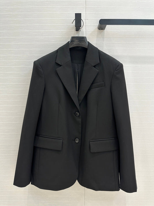 Loewe Striped Suit Jacket Black Cotton