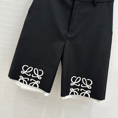 Loewe Striped Mid-length Shorts Black Cotton
