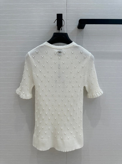 CC 25 Hollow Knitted T-shirt White cotton