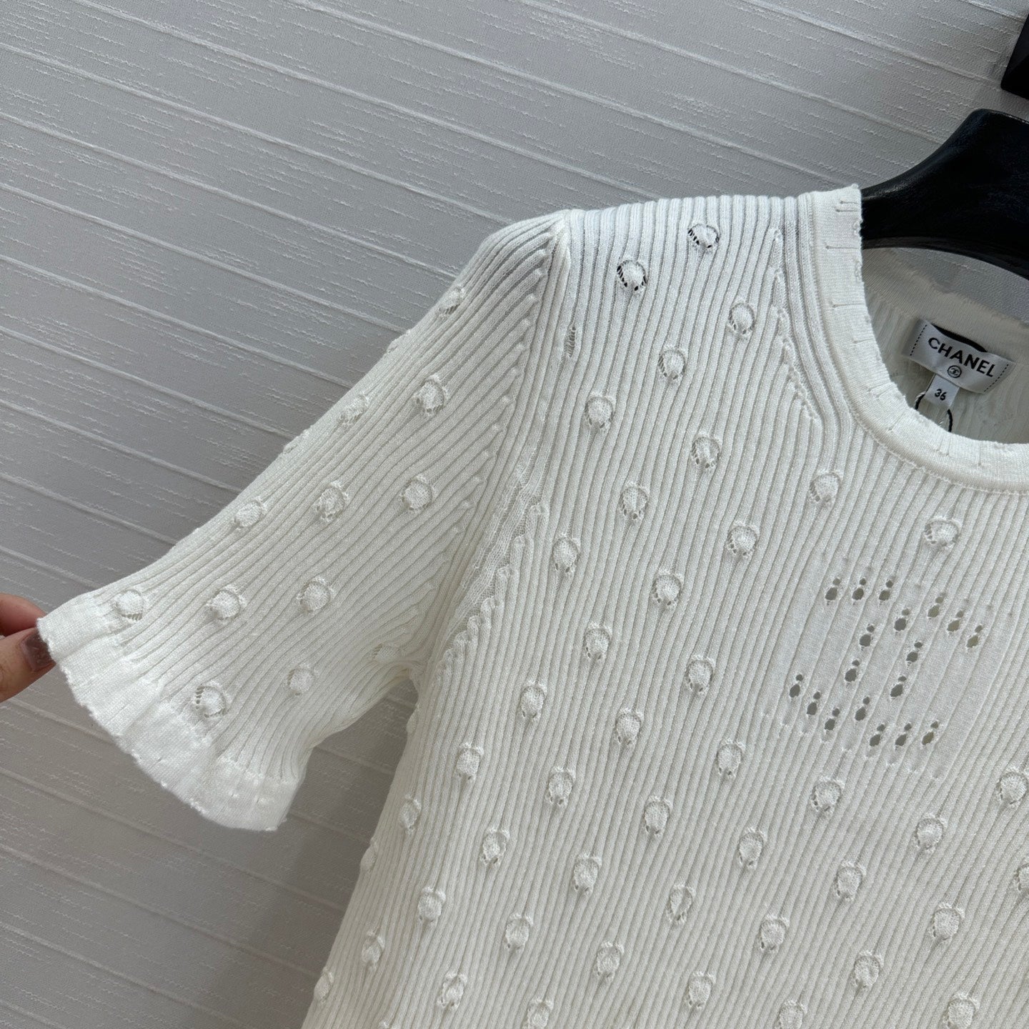CC 25 Hollow Knitted T-shirt White cotton