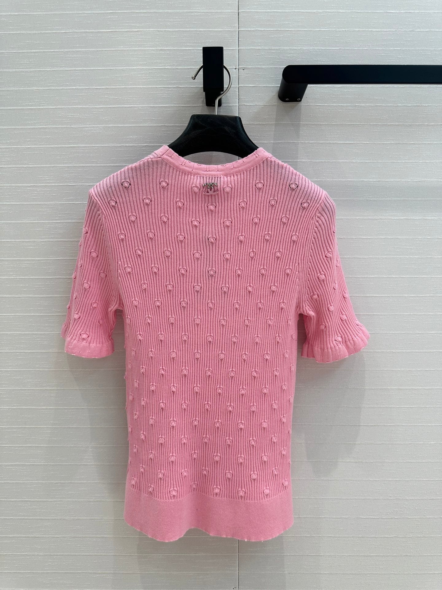 CC 25 Hollow Knitted T-shirt Pink cotton