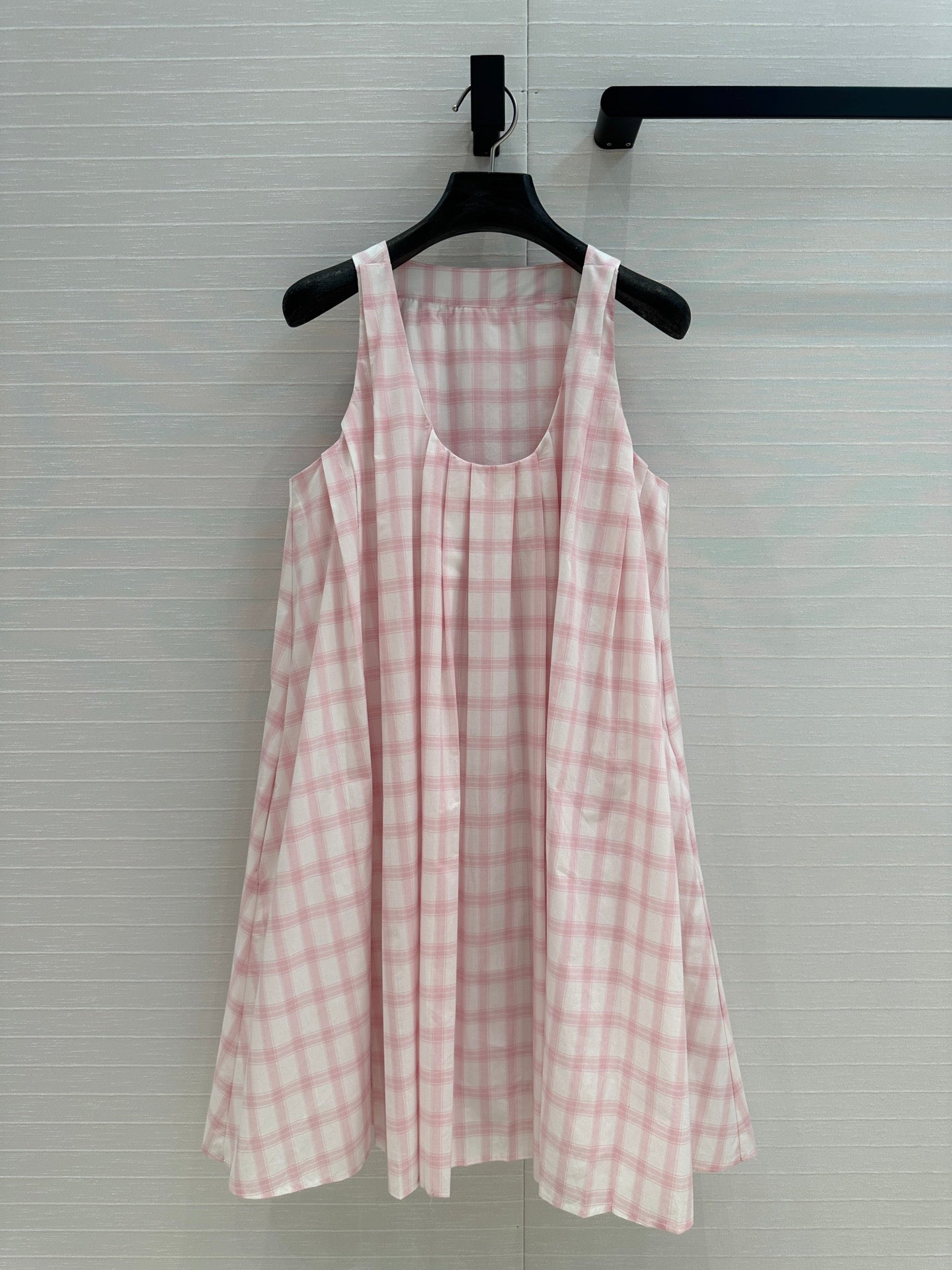 Loewe Plaid Suspender Skirt Pink Cotton