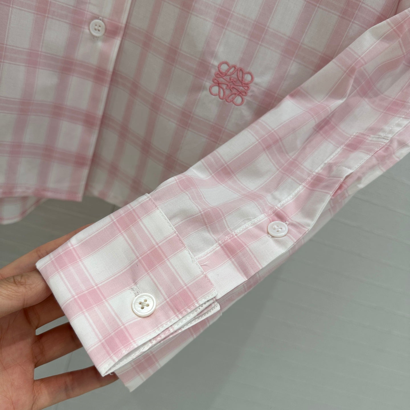 Loewe Plaid Shirt Pink Cotton