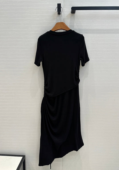 Loewe 25 Knotted Short-sleeved Dress Black Viscose