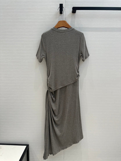 Loewe 25 Knotted Short-sleeved Dress Gray Viscose