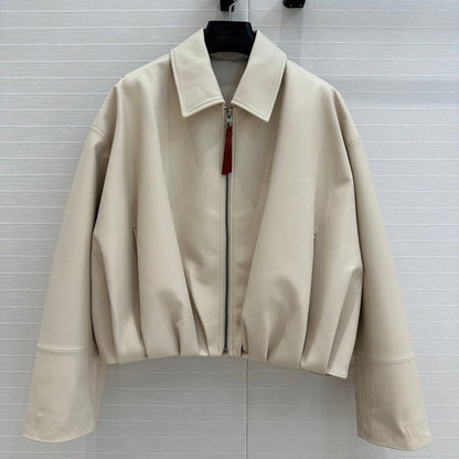 Loewe Draped Jacket Ivory Lambskin