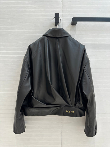 Loewe Draped Jacket Black Lambskin