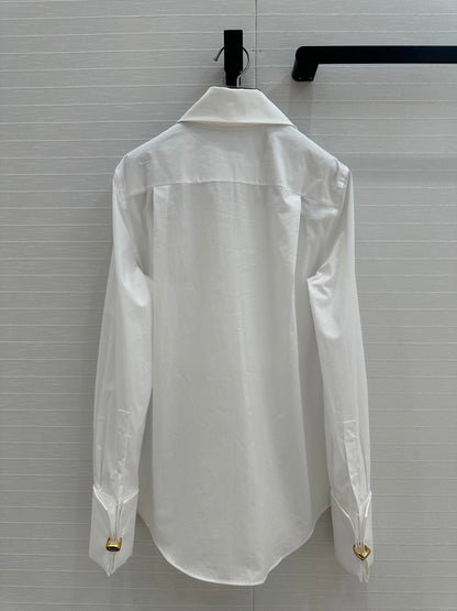 Loewe 25 Pleated Flower Knot Shirt White Cotton