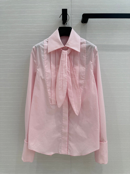 Loewe 25 Pleated Flower Knot Shirt Pink Cotton