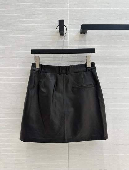 Loewe Draped Leather Skirt Lambskin